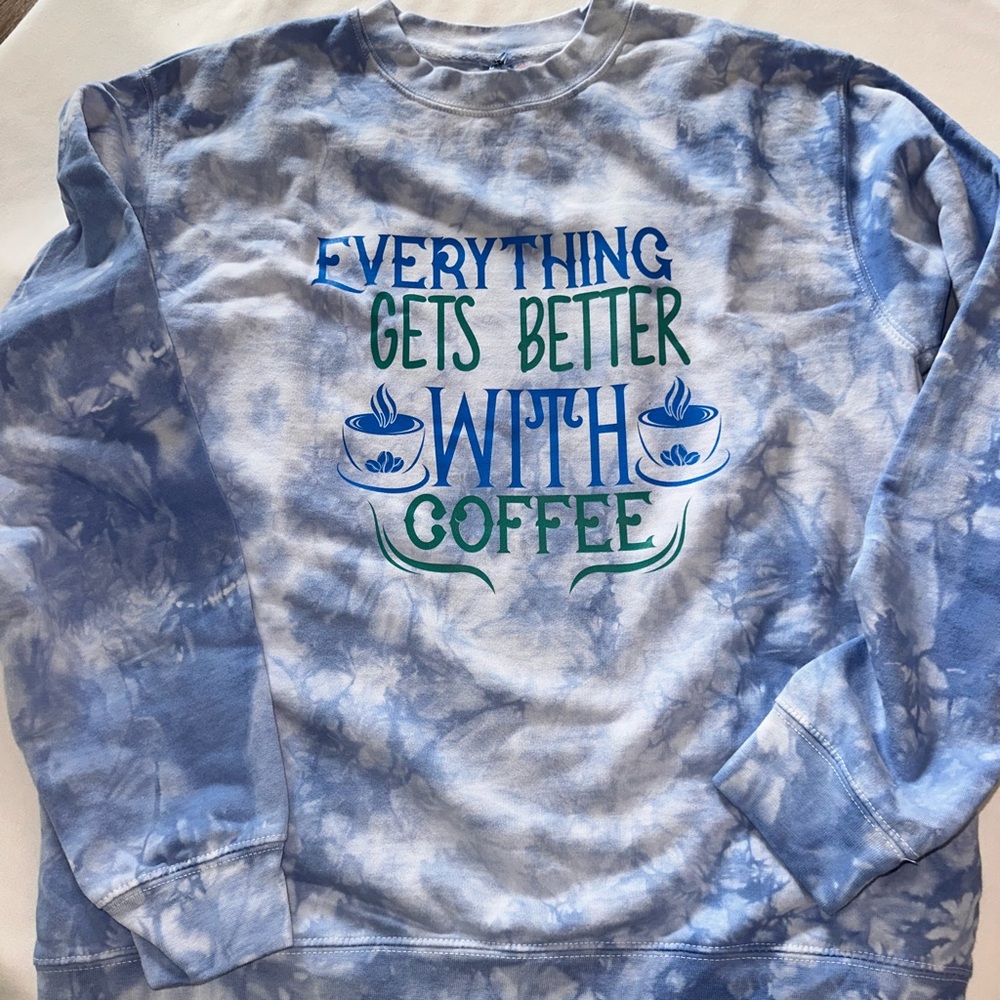 Cozy Blue Tie-Dye Coffee Sweatshirt